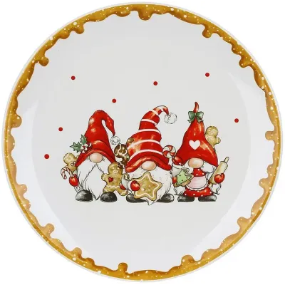 Новорічна тарілка Gnomes with gingerbread 24х2.4 см BonaDi Різнокольоровий DP232362