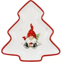 Новогодняя тарелка Gnomes on a sled 20,5х21 см в форме елки BonaDi Разноцветный DP232364