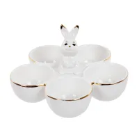 Блюдо з осередками для яєць Lefard Bunny 15,5 см Біло-золотий AL232943