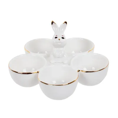 Блюдо з осередками для яєць Lefard Bunny 15,5 см Біло-золотий AL232943