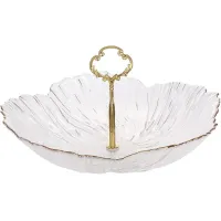 Фруктівниця з ручкою BonaDi Lotus 26х6 см Прозоро-золотий DP233062 Фруктівниця з ручкою BonaDi Lotus 26х6 см Прозоро-золотий DP233062