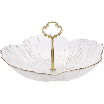 Фруктівниця з ручкою BonaDi Lotus 26х6 см Прозоро-золотий DP233062