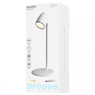 Настільна лампа з бездротовою Зарядкою до телефона Proove Modern 85х440 мм Білий