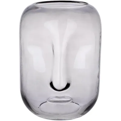Скляна ваза BonaDi Face 18х25 см Сірий DP233176