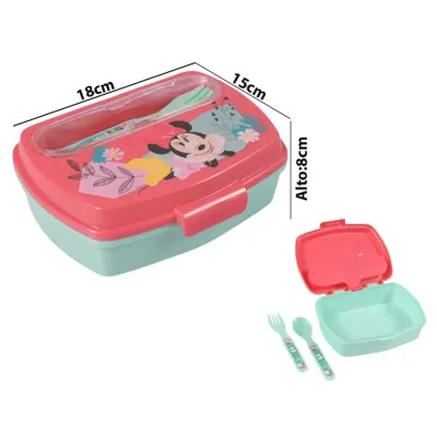Ланч-бокс детский с ложкой и вилкой Stor Minnie Mouse 17,2 x 13,6 x 6,3 см (74409)