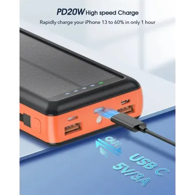 Зарядний пристрій на сонячних батареях No Brand Powerbank 20000 mAh із ліхтариком (2431313731) Зарядний пристрій на сонячних батареях No Brand Powerbank 20000 mAh із ліхтариком (2431313731)