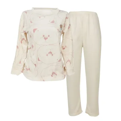 Комплект жіночої піжами No Brand 301 Bear 2XL White-Pink