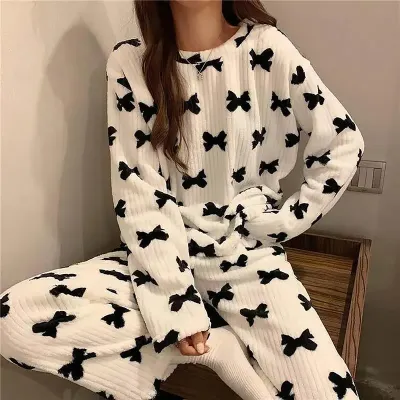Жіноча піжама No Brand 2023 Bow 2XL White-Black