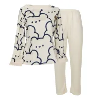 Комплект жіночої піжами No Brand 302 Bear XL White-Blue