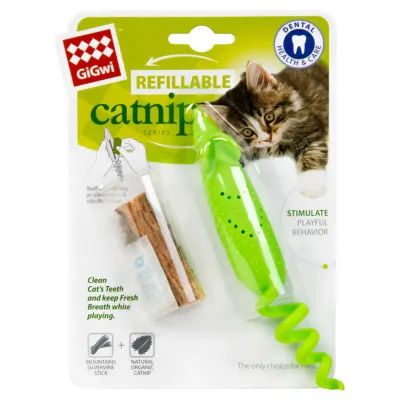 Іграшка для котів Collar GiGwi Refillable Catnip Мишка 16,5 см Салатовий (15392)