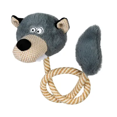 Іграшка для собак Collar GiGwi ECO FRIENDZ Вовк з пищалкою та мотузкою текстиль 76 см Різнокольоровий (Collar2238) (15477)