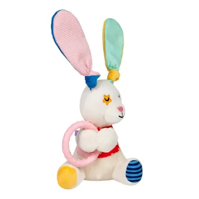 Іграшка для собак Collar GiGwi Plush Friendz Зайчик з кільцем і пищалкою текстиль 16х11 см Різнокольоровий (Collar2257) (15491)