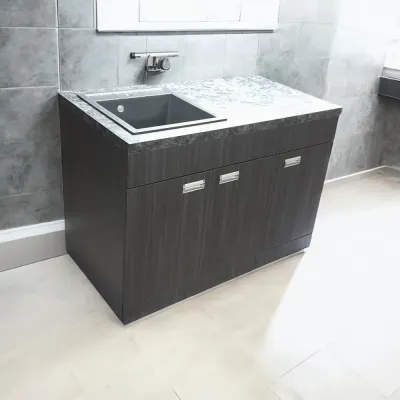 Пластиковая тумба с каменной мойкой The MIX Adamant 120x85x55 см Коричневый Пластиковая тумба с каменной мойкой The MIX Adamant 120x85x55 см Коричневый