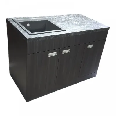 Пластиковая тумба с каменной мойкой The MIX Adamant 120x85x55 см Коричневый