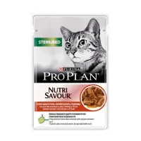 Вологий корм для кішок Purina Pro Plan Nutrisavour Sterilised з яловичиною в соусі 85 г (35113)