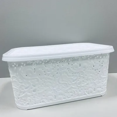 Кошик пластикова з кришкою Elif Plastik 32203 22 л Ажур Білий