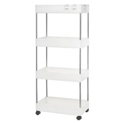 Этажерка напольная на колесиках Stenson R93336 4 яруса 38x13x87 см Белый