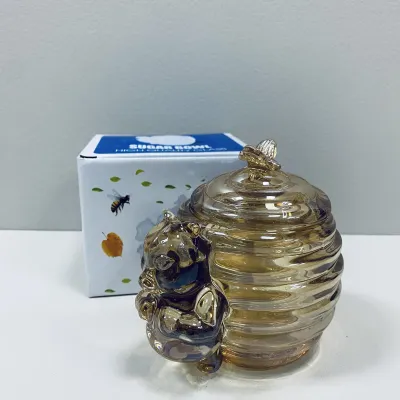 Медовница стеклянная BonaDi 992-213 Gold Мишка с пчелкой