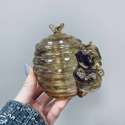 Медовница стеклянная BonaDi 992-213 Gold Мишка с пчелкой