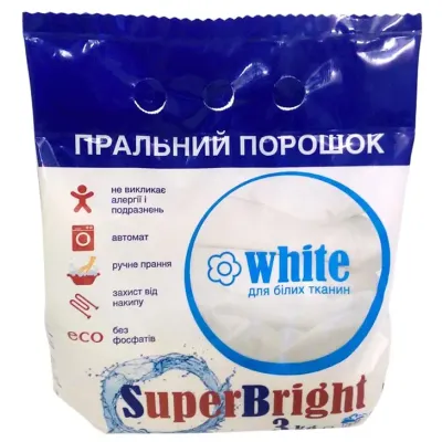 Стиральный порошок Super Bright для белых тканей 3 кг (90772487)