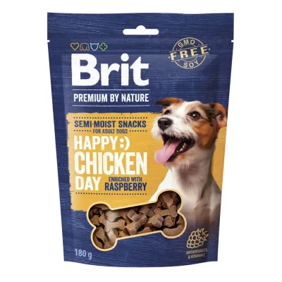Ласощі для собак Brit Premium Semi-moist Snacks напіввологі з куркою та малиною 180 г (112279)