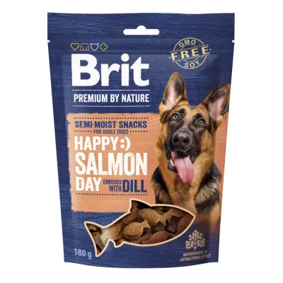 Ласощі для собак Brit Premium Semi-moist Snacks напіввологі з лососем та кропом 180 г (112281)