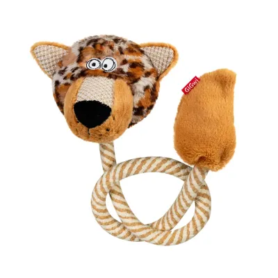 Іграшка для собак Collar GiGwi ECO FRIENDZ Леопард з пищалкою та мотузкою текстиль 76 см Різнокольоровий (Collar2242) (15517)