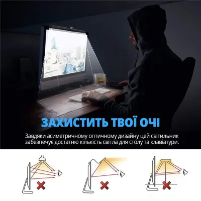 Лампа на монитор скринбар Inspire TB-30SF 5W 3000-6000K USB Black Лампа на монитор скринбар Inspire TB-30SF 5W 3000-6000K USB Black