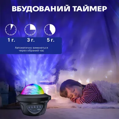 Нічний шар проектор зоряного неба Inspire RD038 Планети 12х16 см Чорний