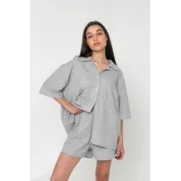 Вафельна піжама Perfect Female Сірий XS (184PJ-4ShS-gr)