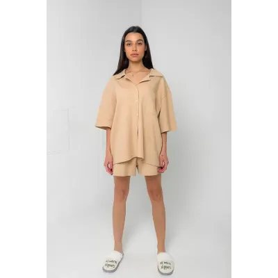 Вафельная пижама Perfect Female Бежевый XS (184PJ-4ShS-bg)