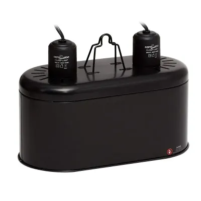 Двойной плафон для ламп Repti-Zoo DRL01 2х150W с керамическими патронами 28,5х14,5х20 см Черный (RZ-DRL01)