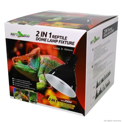 Світильник для тераріуму Repti-Zoo 2in1 Big Multi Dome глибокий рефлекторний 200W 21 см Чорний (RZ-RL19)