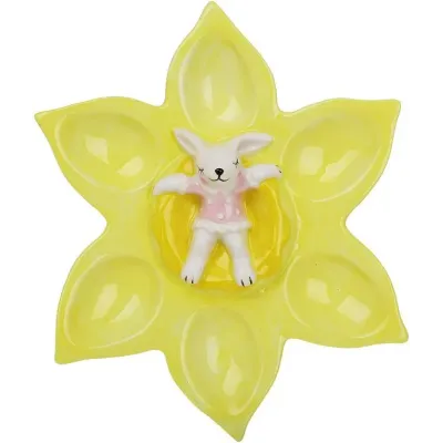 Тарілка-підставка на 6 яєць Bona Bunny in Flower 22 см Жовтий DP261441