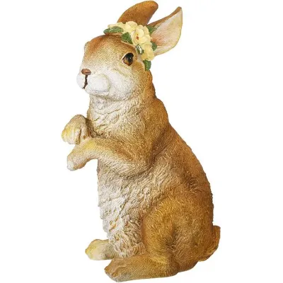 Інтер'єрна фігурка Bona Bunny with yellow flowers 31 см Різнокольоровий (261489)