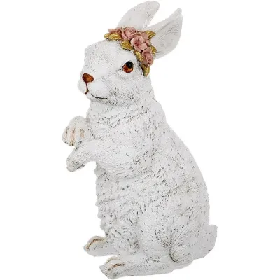 Інтер'єрна фігурка Bona Bunny with pink flowers 31 см Різнокольоровий (261490)