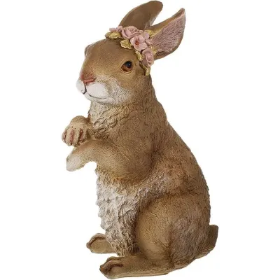 Интерьерная фигурка Bona Rabbit pink flowers 31 см Разноцветный (261491)