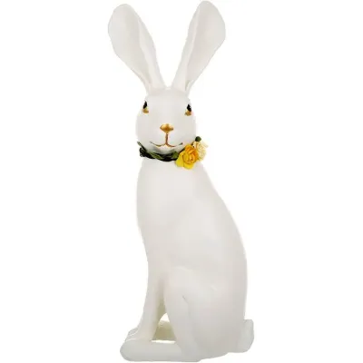 Интерьерная фигурка Bona White Rabbit with yellow flowers 33 см Разноцветный (261492)