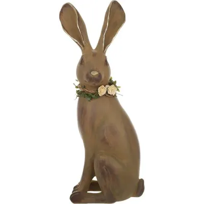 Интерьерная фигурка Bona Brown Rabbit with flowers 33 см Разноцветный (261493)