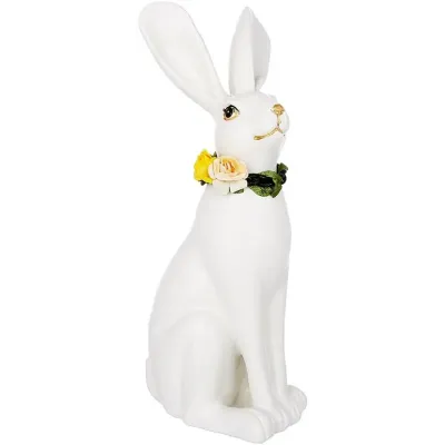Интерьерная фигурка Bona White Rabbit with a wreath 22 см Разноцветный (261494)