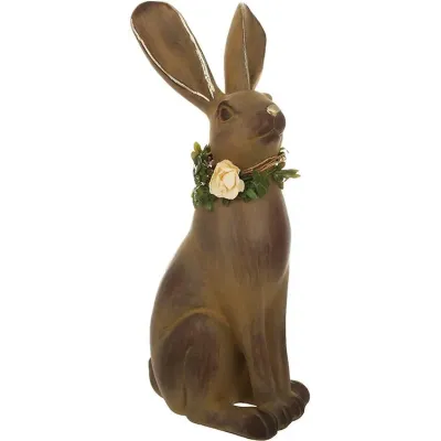 Інтер'єрна фігурка Bona Brown Rabbit with a wreath 22 см Різнокольоровий (261495)