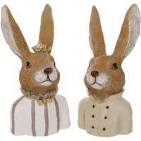 Інтер'єрна фігурка Bona Rabbit with a Doe 19 см 2 шт Різнокольоровий (261496)