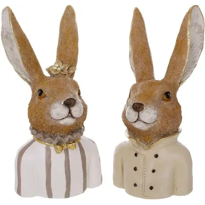 Интерьерная фигурка Bona Rabbit with a Doe 19 см 2 шт Разноцветный (261496)