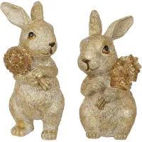 Інтер'єрна фігурка Bona Rabbits with bouquets 18 см 2 шт Різнокольоровий (261497)