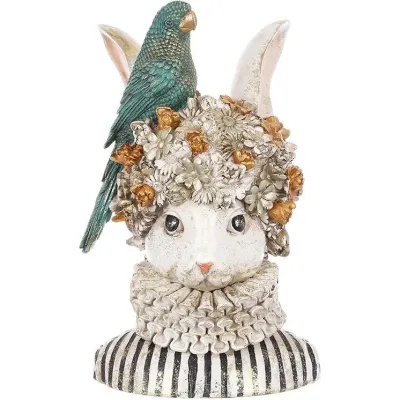 Интерьерная фигурка-бюст Bona Rabbit with a green Parrot 35 см Разноцветный (261511)
