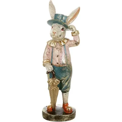 Интерьерная фигурка Bona Rabbit in a hat with an umbrella 31 см Разноцветный (261515)