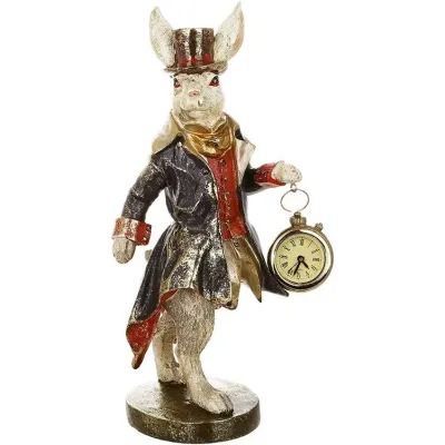 Інтер'єрна фігурка Bona Rabbit with a Clock 18x12x33 см Різнобарвний (261519)