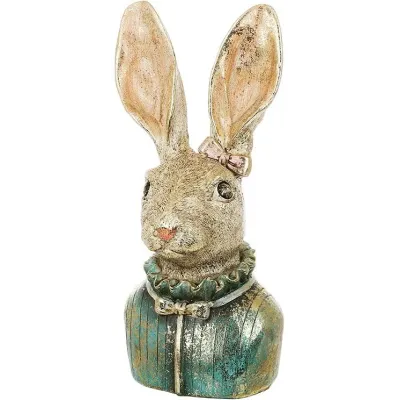 Интерьерная фигурка Bona Rabbit bust in green 23 см Разноцветный (261521)