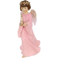 Декоративна фігурка Bona Angel in pink with a candle 21 см Різнокольоровий (261568)