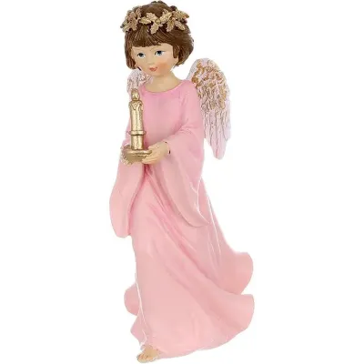 Декоративна фігурка Bona Angel in pink with a candle 21 см Різнокольоровий (261568)